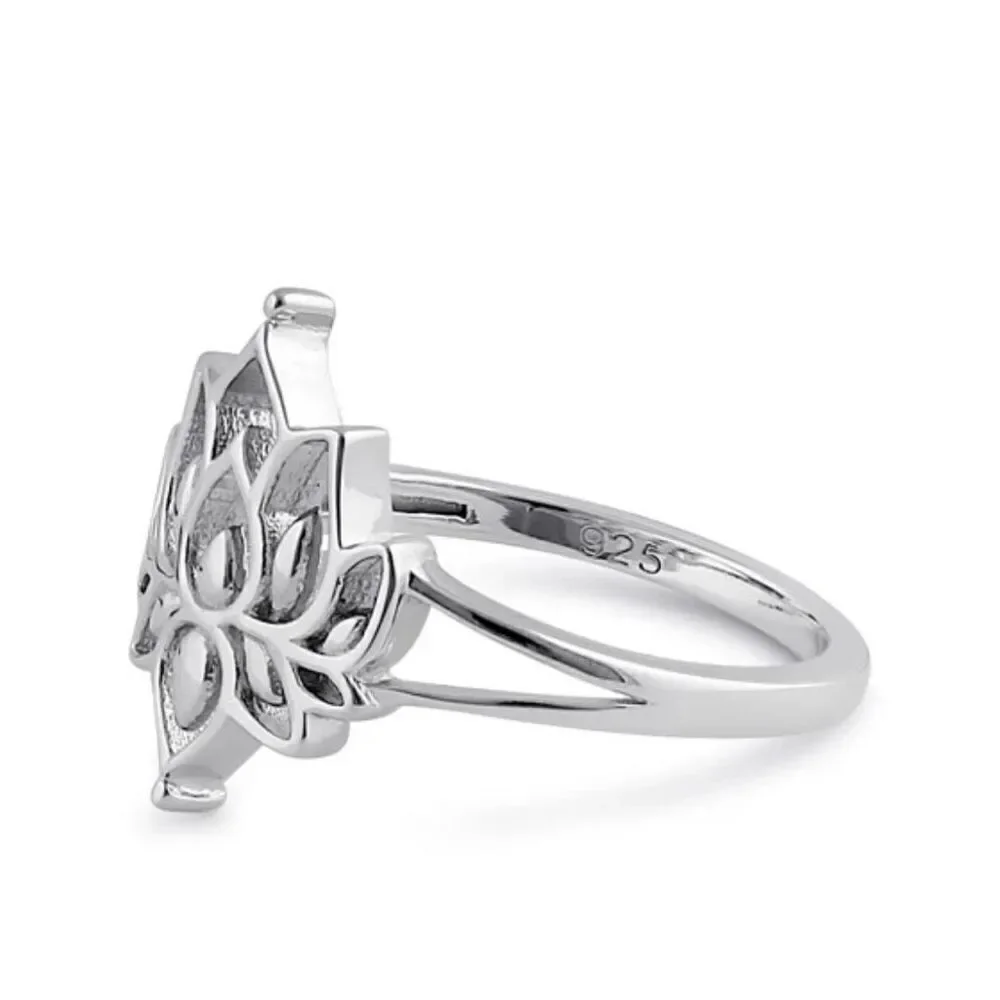 Sterling Silver Lotus Flower Ring New - Picture 4 of 7